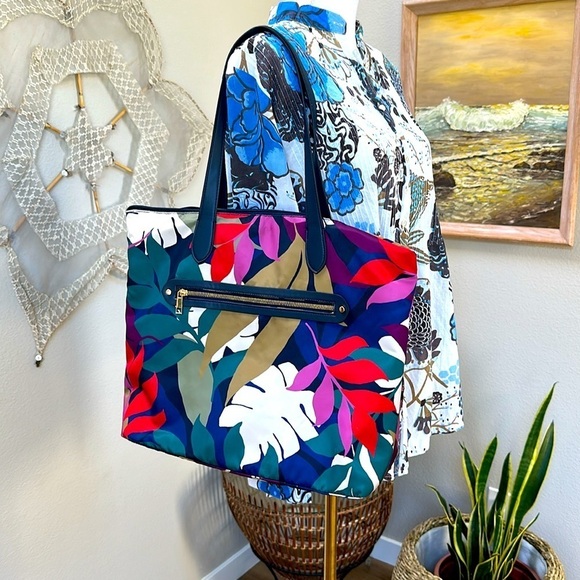 Hawaiian floral fern colorful pattern tote shoulder bag - Picture 14 of 14
